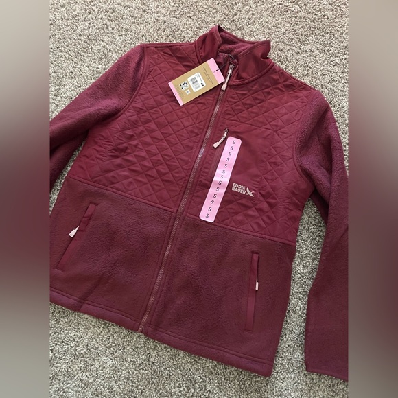 Eddie Bauer Women's Mixed Media Red Fleece Jacket Size Small - Picture 2 of 12